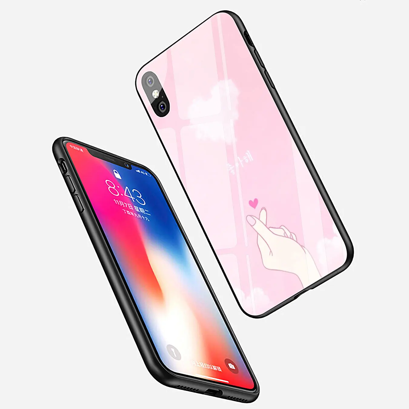 Чехол для телефона Lavaza Love on the finger kpop heart из закаленного стекла Apple iPhone XR X XS Max 6 6S 7 8