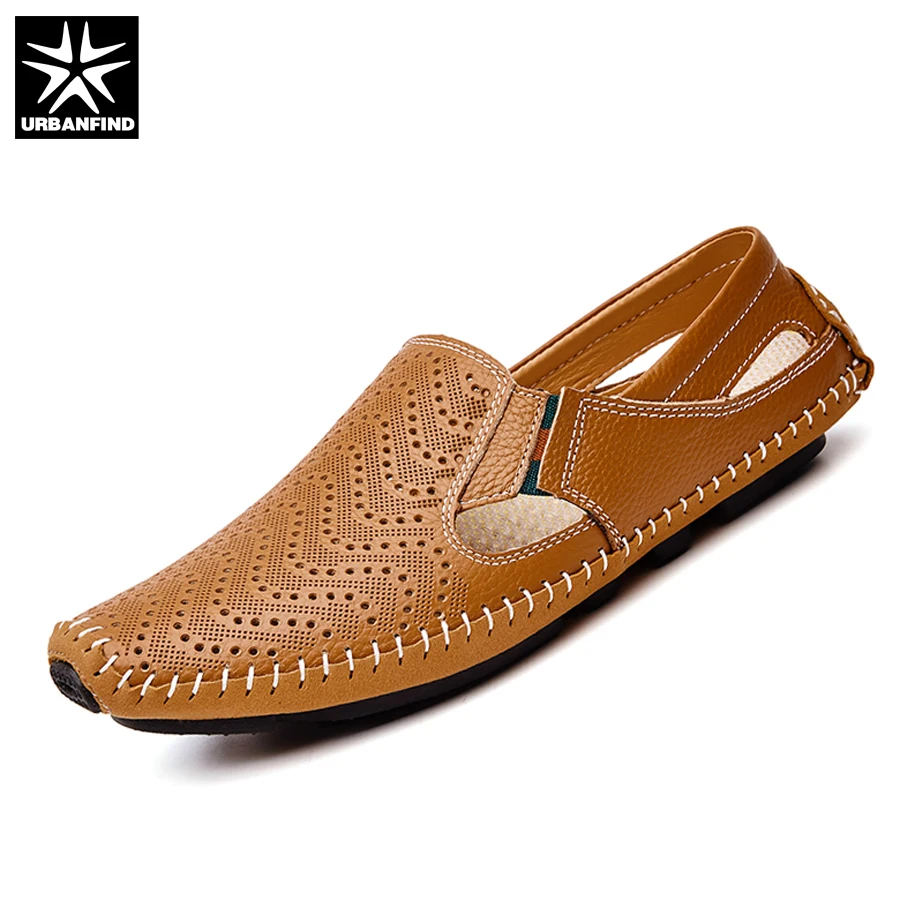 Мужские лоферы Urban Find легкие мягкие кожаные без шнуровки для вождения большие