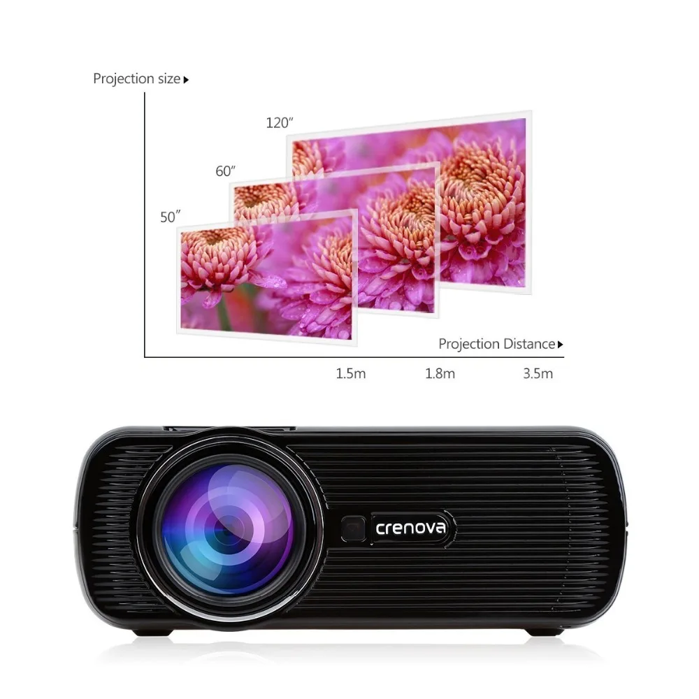 CRENOVA XPE460 светодиодный видеопроектор Full HD 1080P с интерфейсами HDMI VGA AV USB для