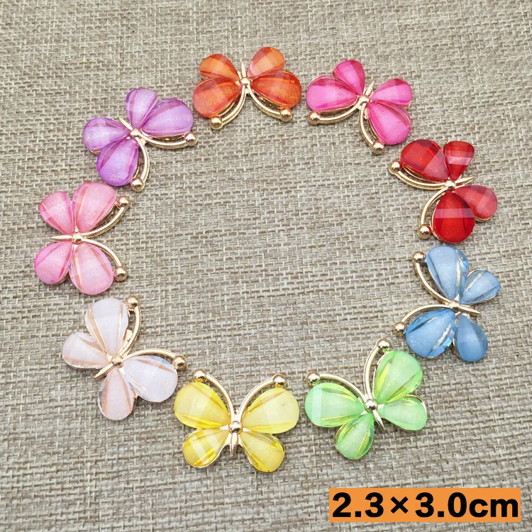 

50pcs Cartoon Mini butterfly Resin metal button Hair Bows Christmas gifts Flatback Resin Crafts DIY Phone Decorations