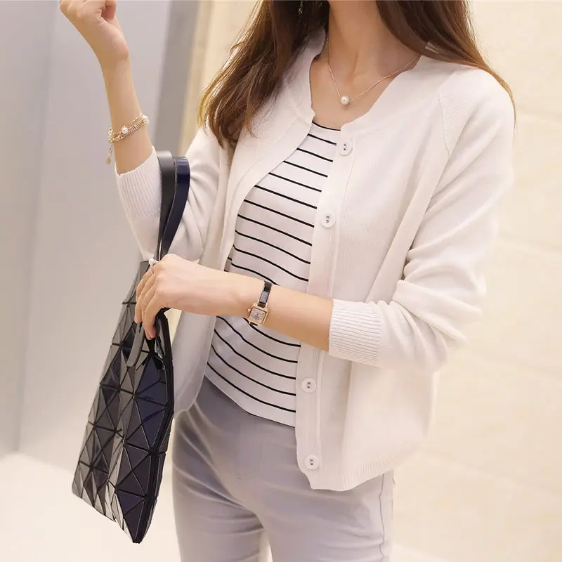 

2019 New Spring Autumn Women Cardigan Loose Long Sleeve Cardigan Jacket Casual Knit Sweater Cardigan Short Female Sweater Coat