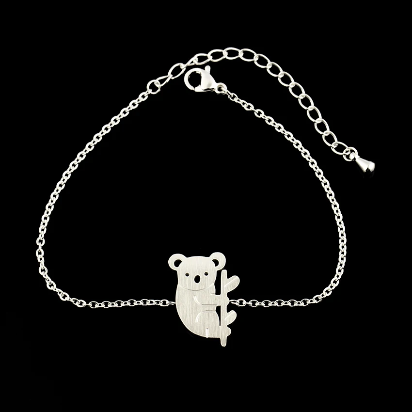GORGEOUS TALE Animal Jewelry Cute Tiny Koala Bracelet For Women Men Charm Stainless Steel Gold Silver Color Wedding Accessories|bracelets for|wedding