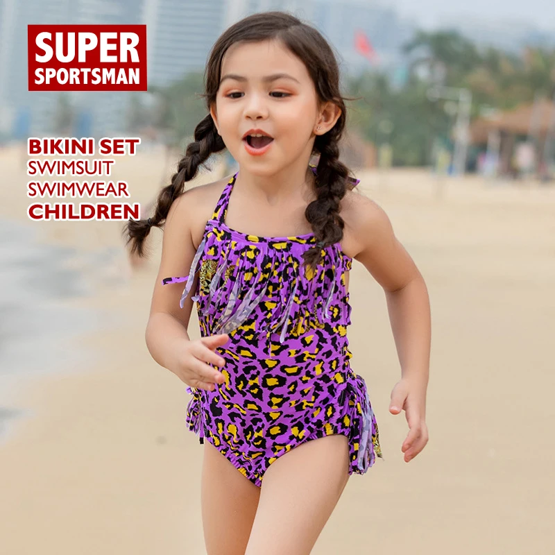 2019 Леопардовый Одна деталь купальник для маленьких девочек модные бикини