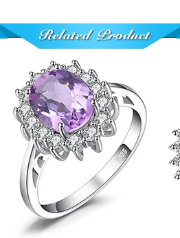 Jewelrypalace Принцесса Диана Уильям Кейт Миддлтон 1.8ct Природный аметист Обручение Halo Кольцо стерлингового серебра 925 Серебряные ювелирные изделия