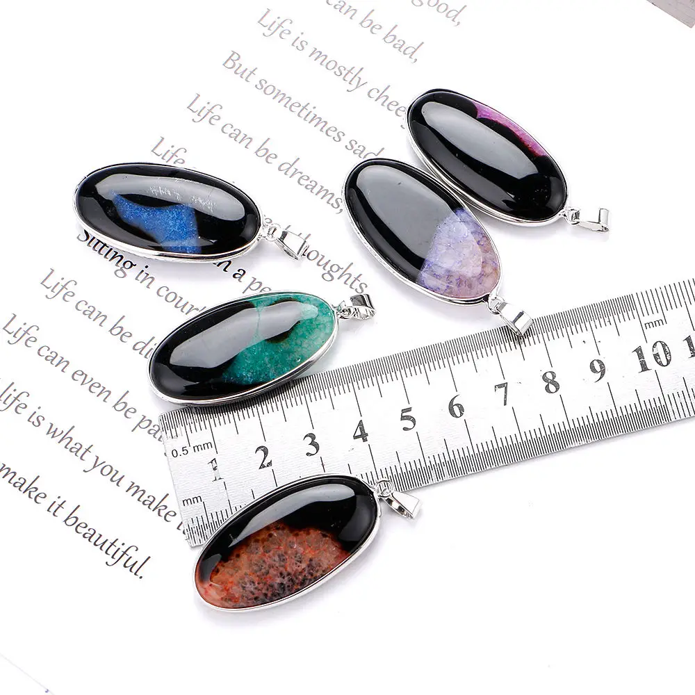 Yumten кристаллы ожерелье овальная подвеска серебро мужские ювелирные изделия