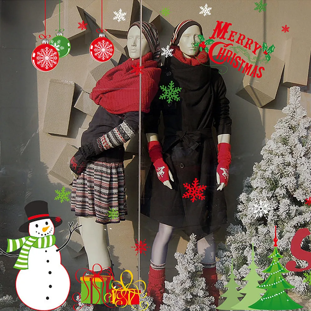 Christmas Window Glass PVC Electrostatic Sticker New Year DIY Snow Town Stickers Film Home Decal Festival Decor Supplies | Дом и сад