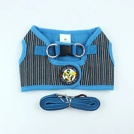 Blue strips Регулируемая шлейка для питомцев поводок для улицы для кошки печать шлейка-жилетка собачий ошейник для щенка жгут жилет для Тедди Йоркшир Terrie - Цвет: Blue strips