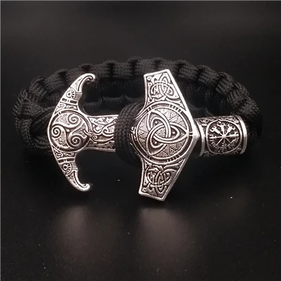 Odin Ворон славянский Коловрат Тор молот Мьёльнир мужские Vikingos Triskele троица Викинг браслет Valknut Vegvisir руны ювелирные изделия - Окраска металла: 1