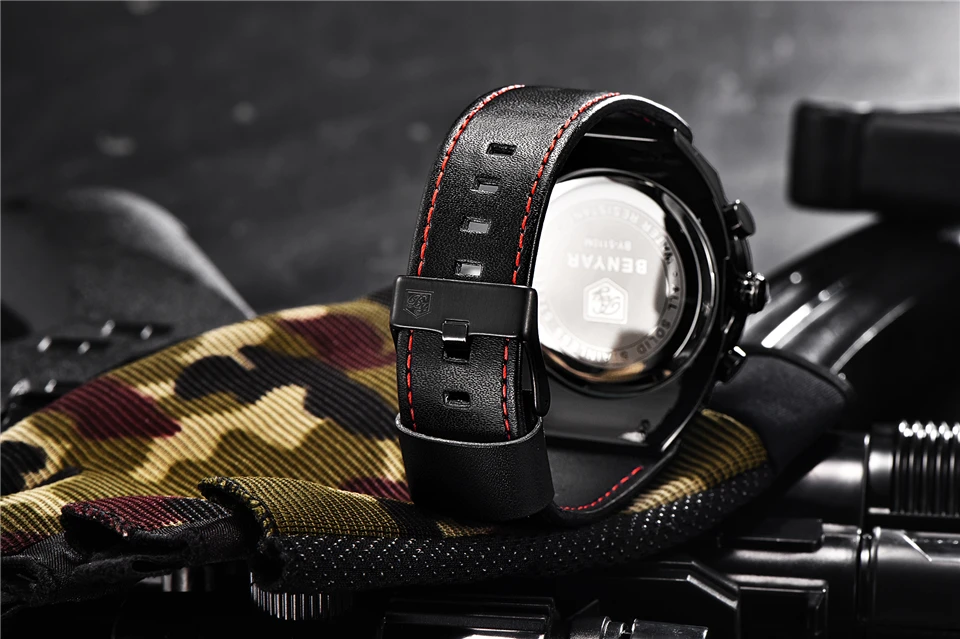 Relogio Masculino BENYAR Роскошные брендовые черные часы Мужские Модные Военные Хронограф Спортивные кварцевые наручные часы с календарем