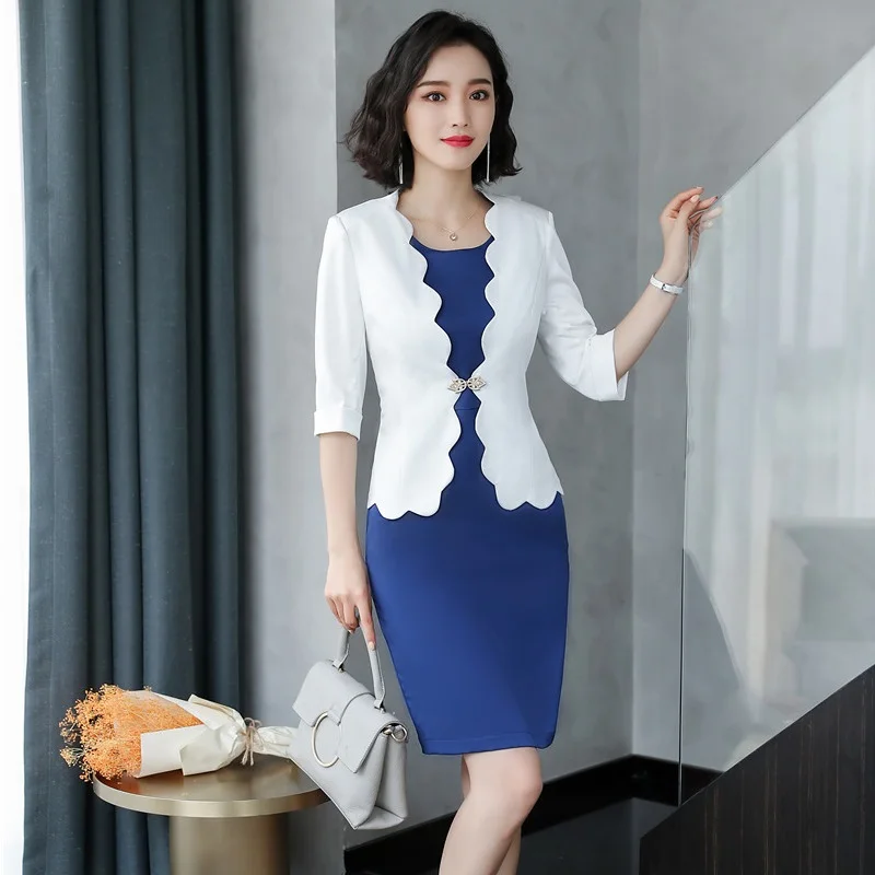 Женский офисный костюм с платьем офисная одежда оранжевого цвета в офисном стиле