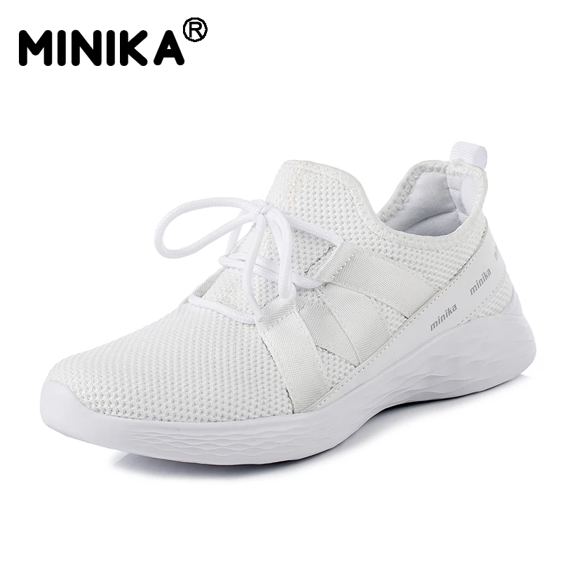 Женские кроссовки из дышащей сетки на шнурках мягкой плоской подошве для