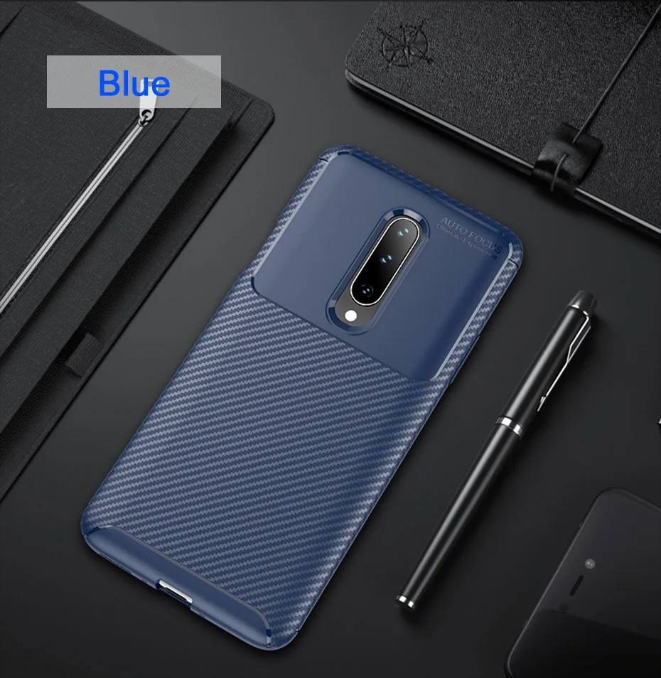 Blue Углеродное волокно Защитный чехол для OnePlus 7/7 Pro/6/6 T Мягкий силиконовый чехол из термопластика чехол Противоударная задняя крышка для Oneplus 7 чехол для телефона - Цвет: Blue