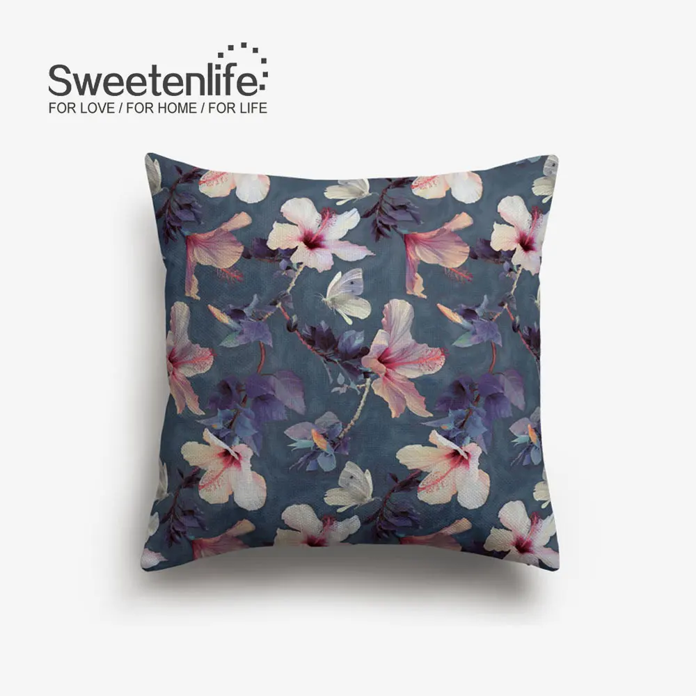 Sweetenlife, 60x60 см, цветочный рисунок, наволочка для подушки, пасторальный стиль, наволочки для подушки, домашний декор, высокое качество, белая льняная декоративная подушка