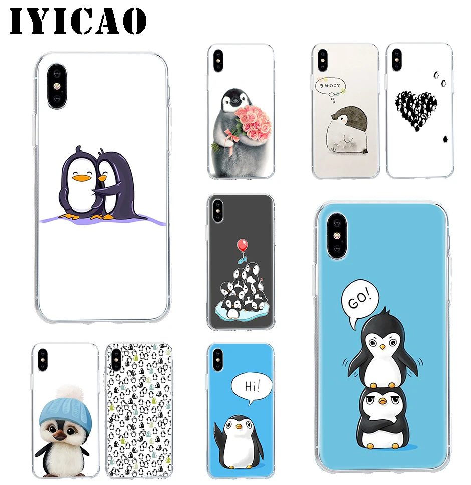 IYICAO Пингвин Жесткий Чехол для iPhone 4 4S 5 5S Se 6 7 7plus 8 8Plus X XS MAX XR 6s Plus 11 pro