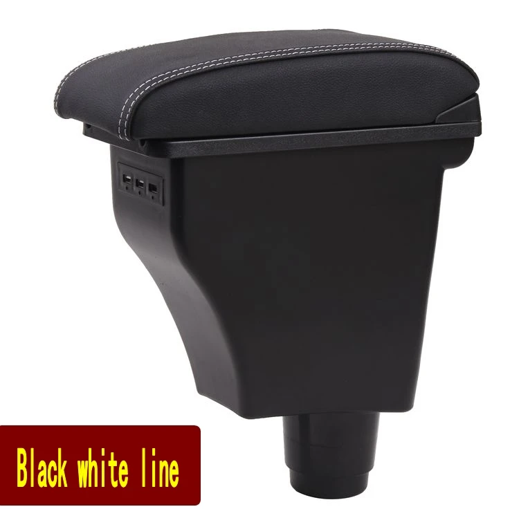 For Dacia Renault Logan armrest box 2013- Dual Armrest Cup Holder Box Leather Arm Rest Console - Название цвета: Black white lines