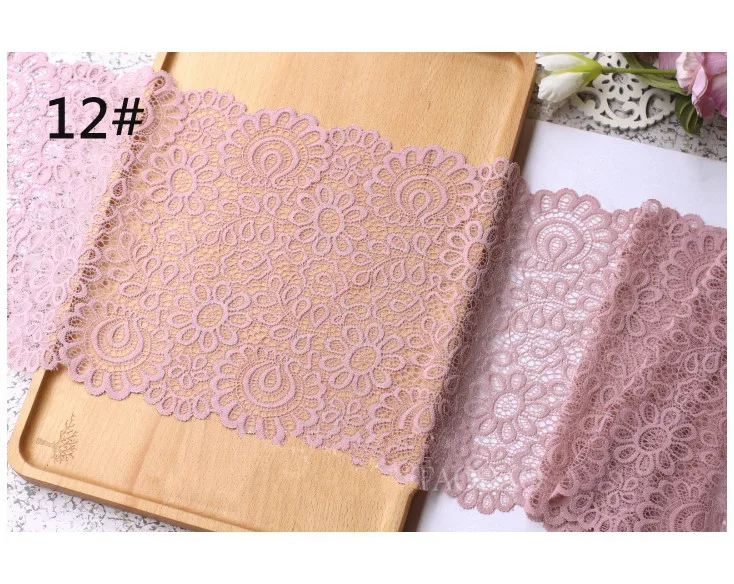 12 skin pink 5 Ярд/Лот, тянущиеся кружева, отделка шириной 18 см, ручная работа, сделай сам, нижнее белье, бюстгальтер, шитье, ресницы, тканевые аксессуары к одежде, 16 цветов - Цвет: 12 skin pink