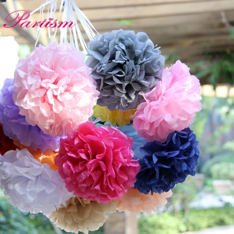 

20pcs 4" (10cm)Tissue Paper Pom Poms Wedding Decorative Props Flower Kissing Pompom Balls for Wedding party home Decoration