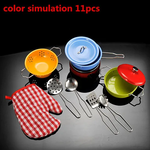 color simulation 11p 40 шт из нержавеющей стали детский дом кухня игрушка кухонная посуда дети ролевые игры кухня Playset-серебряные игрушки для детей - Цвет: color simulation 11p