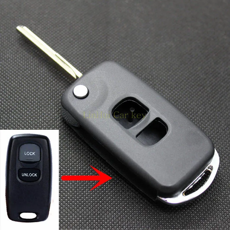 

PINECONE for MAZDA 2 3 6 323 626 Car Key Case 2 Buttons Uncut Brass Blade Modified Remote Key ABS Shell 1PC
