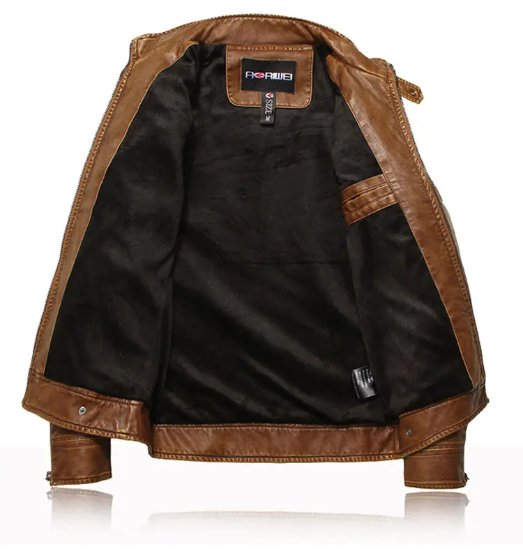 Jaqueta Couro Masculino, мужская куртка из искусственной кожи, меховая подкладка, воротник-стойка, мотоциклетные кожаные куртки на молнии, мужское пальто, s-xxxl
