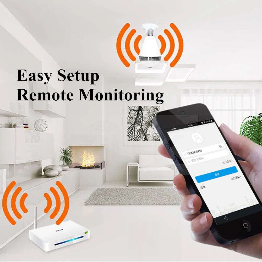 ZILNK Горячая мини лампа светильник WiFi камера рыбий глаз 1080P HD Беспроводная ip-камера 360 градусов Панорама объектив Поддержка 128 ГБ TF Карта