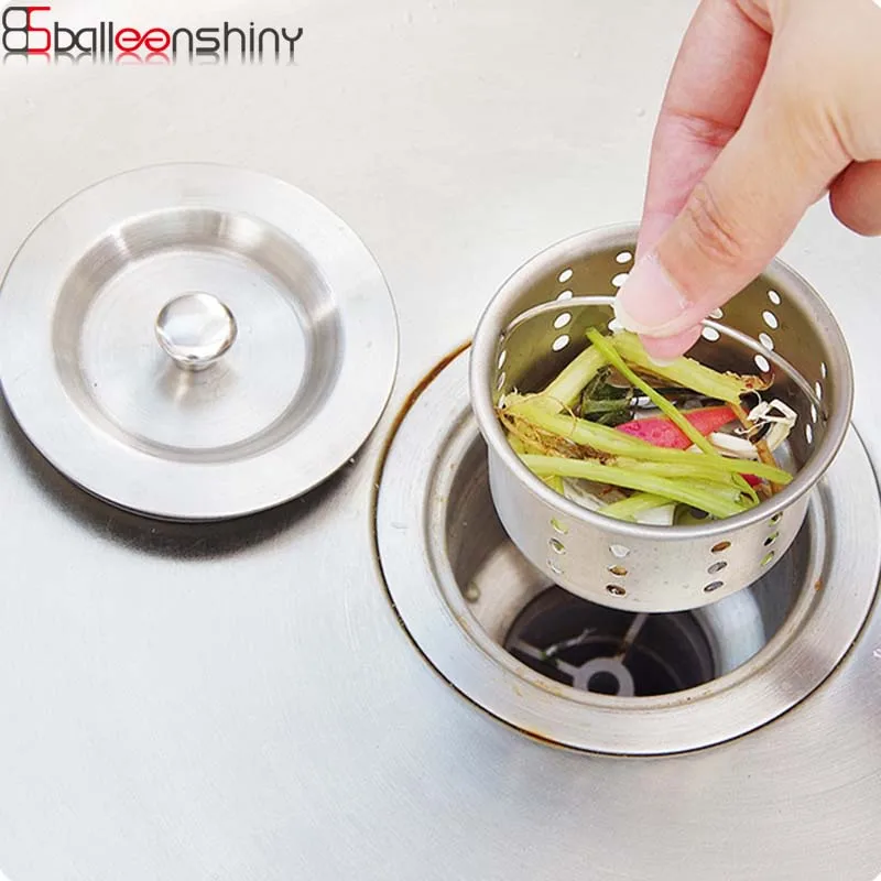 

BalleenShiny S/L Stainless Steel Kitchen Sink Strainer Filter Hair Catcher Stopper Bathroom Shower Drain Waste Plug Hole Filter