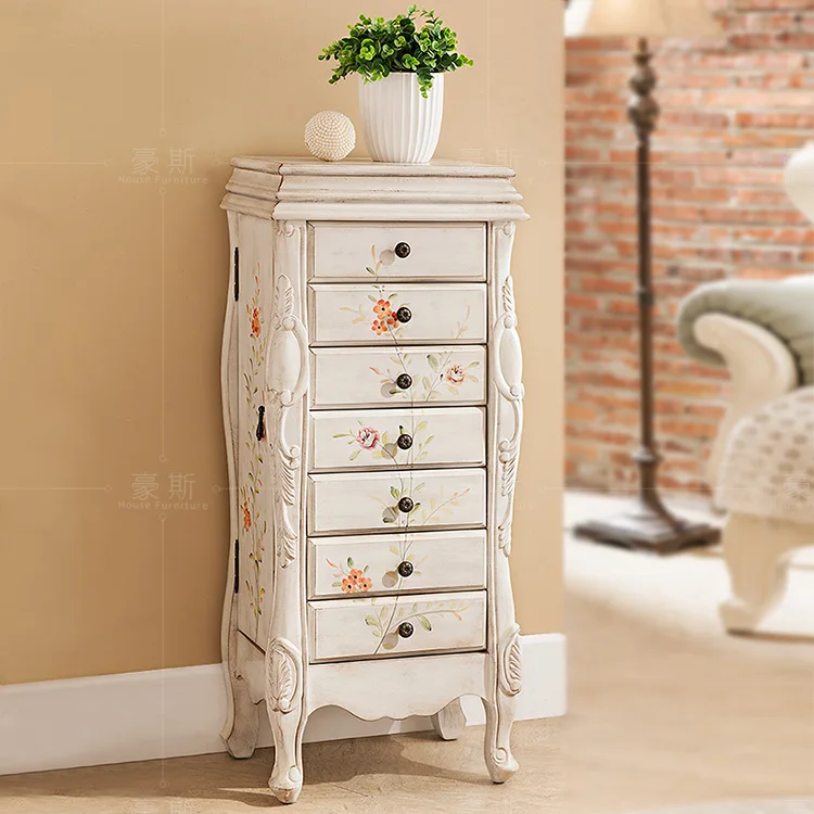Слоновая кость Meuble rangement muebles de sala cassettiera потертый Органайзер шкаф для хранения комод Американская страна деревянная мебель - Цвет: Слоновая кость
