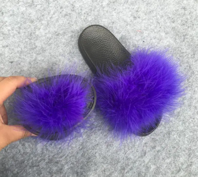 Женские тапочки; zapatos mujer; женские Ползунки; пушистое страусиное перо; мех; плоская подошва; Новинка; женские повседневные домашние тапочки; Вьетнамки; сезон осень