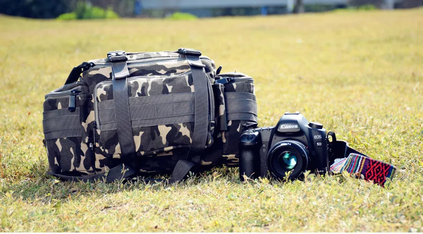 Многофункциональный DSLR холщовый Тактический поясной рюкзак сумка для камеры Мягкий пакет Molle один наплечный Чехол w/дождевик