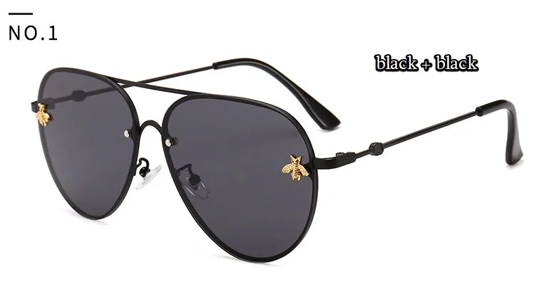 C1 black black Роскошные солнцезащитные очки пилота для женщин, модные очки с металлической оправой, винтажные Брендовые очки CCSPACE, дизайнерские мужские и женские 46023 - Цвет линз: C1 black black