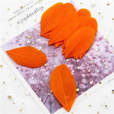Orange 50p Перья боа, натуральные перья, лебедь, плюсы, 4-8 см, перья фазана, свадебные украшения, 50 штук/партия - Цвет: Orange 50p