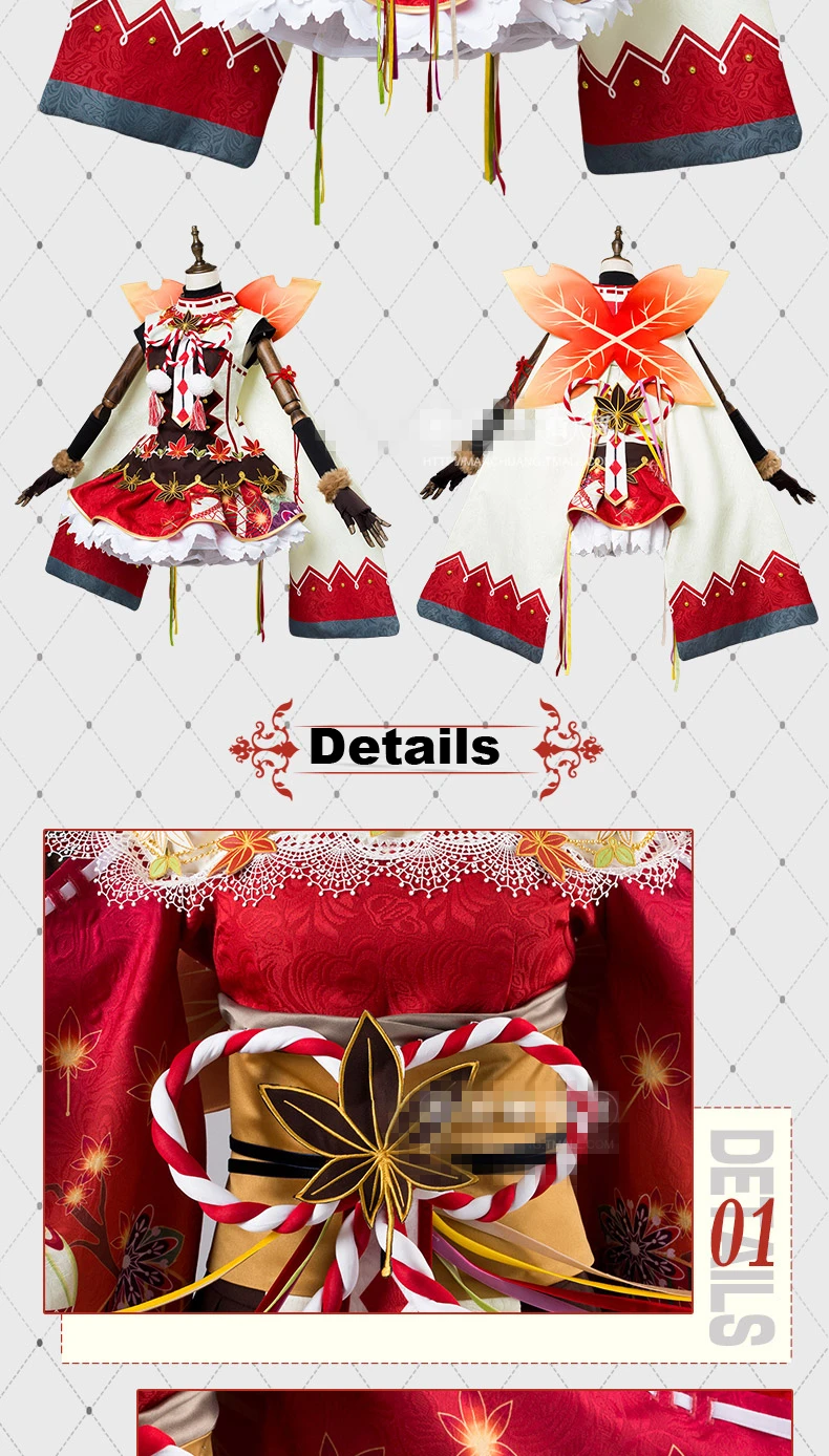 Lovelive sunshine Aqours красный кленовый листок Dia Kurosawa косплей костюм кимоно платье Хэллоуин Карнавал Амин наряды симпатичное крыло