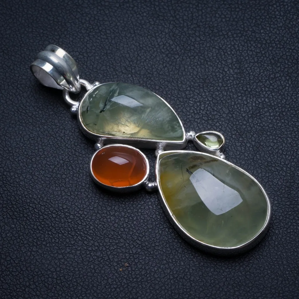 Натуральный прегнит перидот и сердолик ручной работы винтажный кулон из