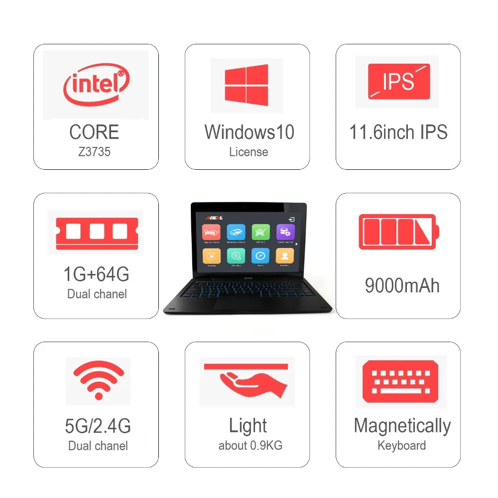 2019 OBD OBDII Car Diagnostic Tool Full System Airbag Scan Wifi Connect Tablet With Detachable Keyboard Automotive Scanner | Автомобили и