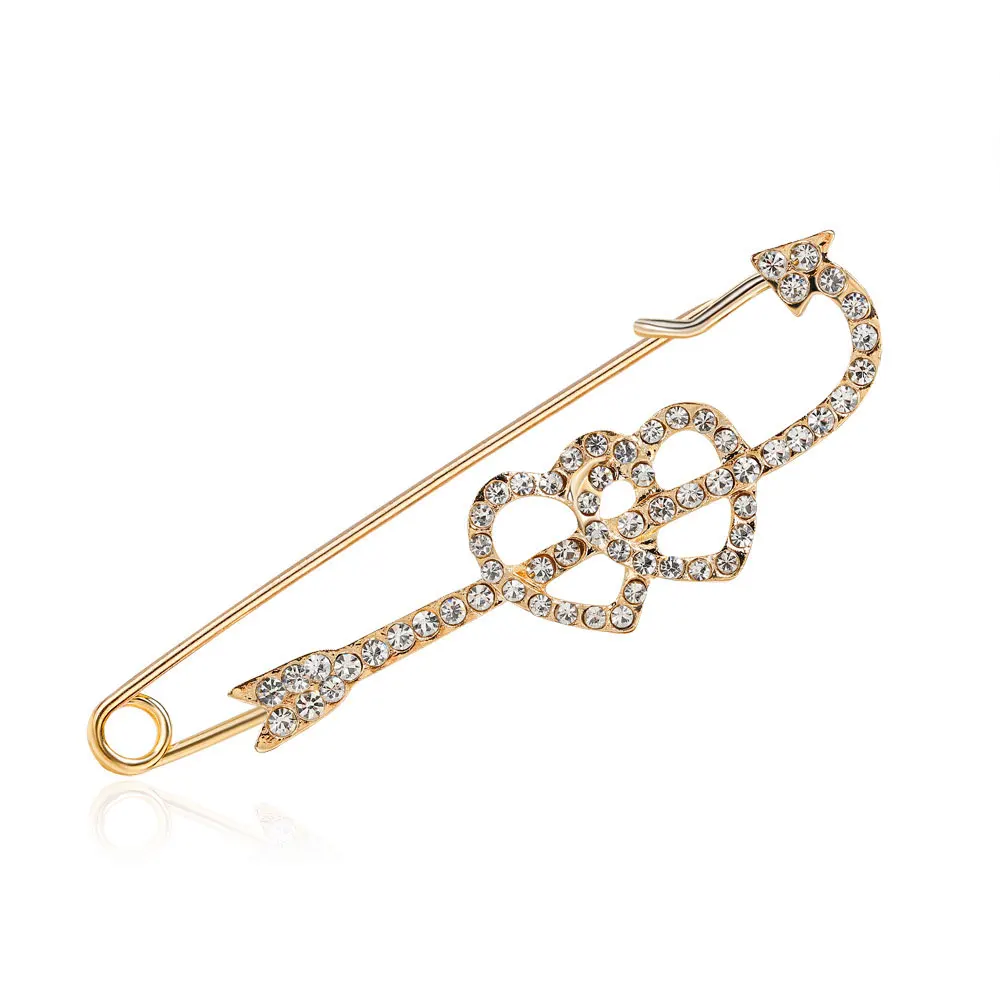 Arrow Heart7.6x2.4cm Большой размер Купидон стрела сердце пчела Металлическая Булавка набор рубашка Вуаль Хиджаб Шарф Роза цветок медведь ангел крыло жемчуг бант звезда брошь с рыбой женщины - Окраска металла: Arrow Heart7.6x2.4cm