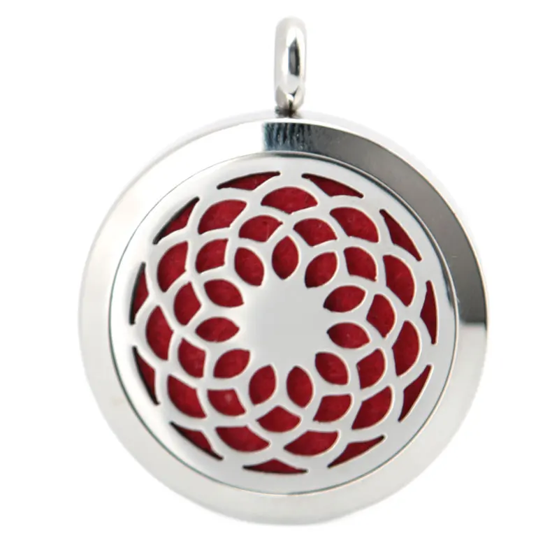Медальон из хирургической нержавеющей стали с цепочкой для ароматерапии цветком