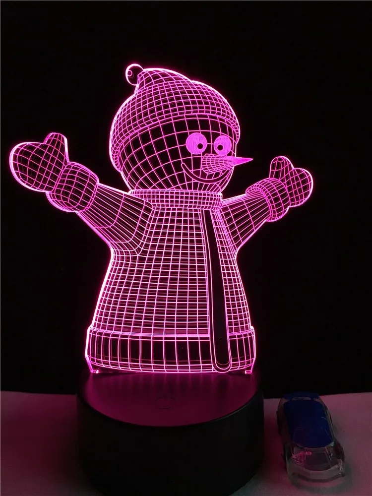 Снеговик 3D иллюзия ночник USB цвета изменить сенсорный стол светодиодный светильник для спальни девушки Любовник подарок и дома декоративные RGB светодиодный