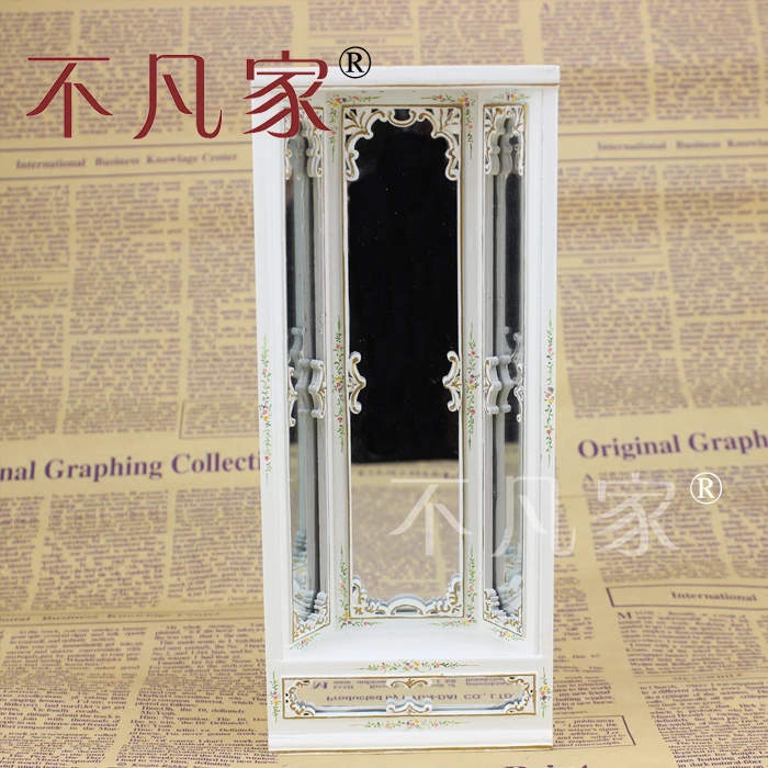 

Dollhouse 1/12 Scale Miniature furniture Hand painted Combination of wardrobe Full-length mirror