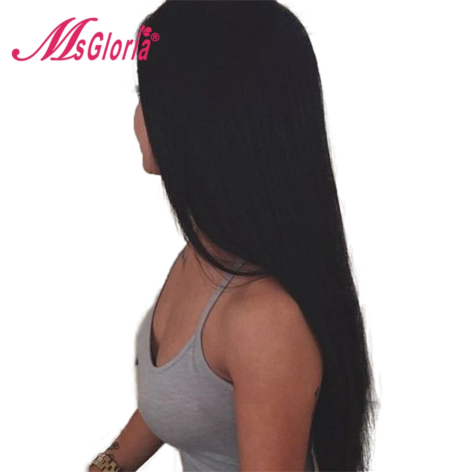 Msgloria прямые волосы remy Предварительно выщипанные волосы 150% плотность полностью кружевные человеческие волосы 4*4 Шелковый топ парики с детскими волосами Полный конец