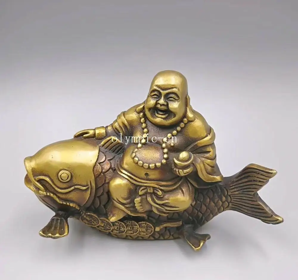 Классические медные латунные резьбы счастливый Майтрея Будды бодхисаттвы на