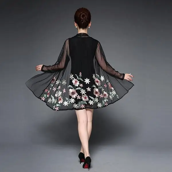 Рождественские предложения женское платье с вышитыми цветами среднего возраста