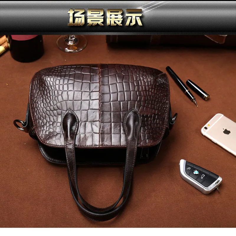 Женская сумка-тоут из воловьей кожи с крокодиловым узором | Багаж и сумки