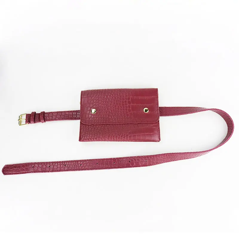 Крокодиловый узор из искусственной кожи поясные сумки для женщин цепь Crossbody сумки забавные сумки дамы ремень сумки для телефона женские - Цвет: Wine Red