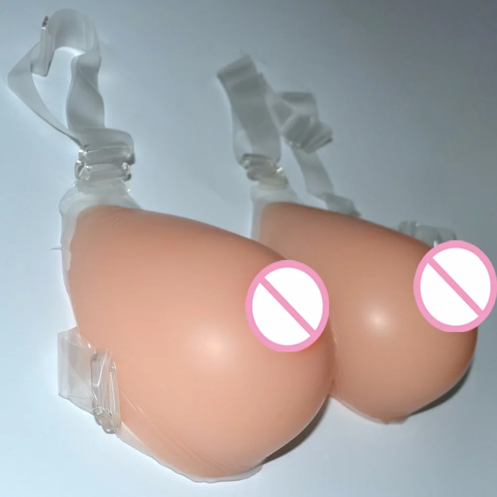 

1400g/Pair Silicone Fake False Breast Form Crossdresser Artificial Chest Prosthesis Boobs Enhancer With Strap