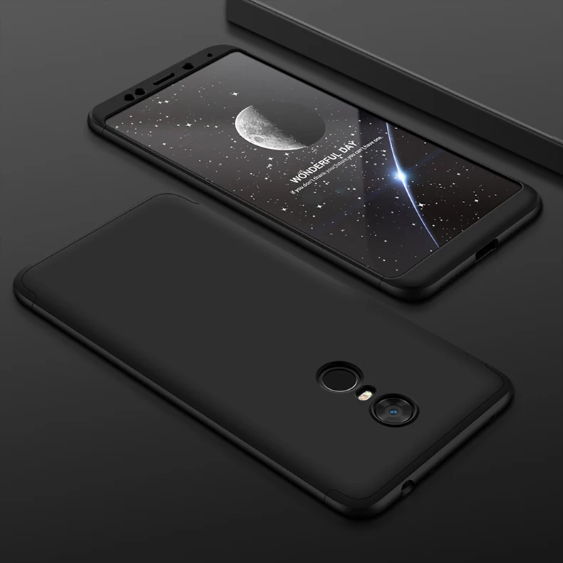 Черный Чехол для Xiaomi Redmi 5/5 Plus, защитный чехол для телефона, Жесткий ПК 360, полный чехол для Redmi 5/5 Plus - Цвет: Черный