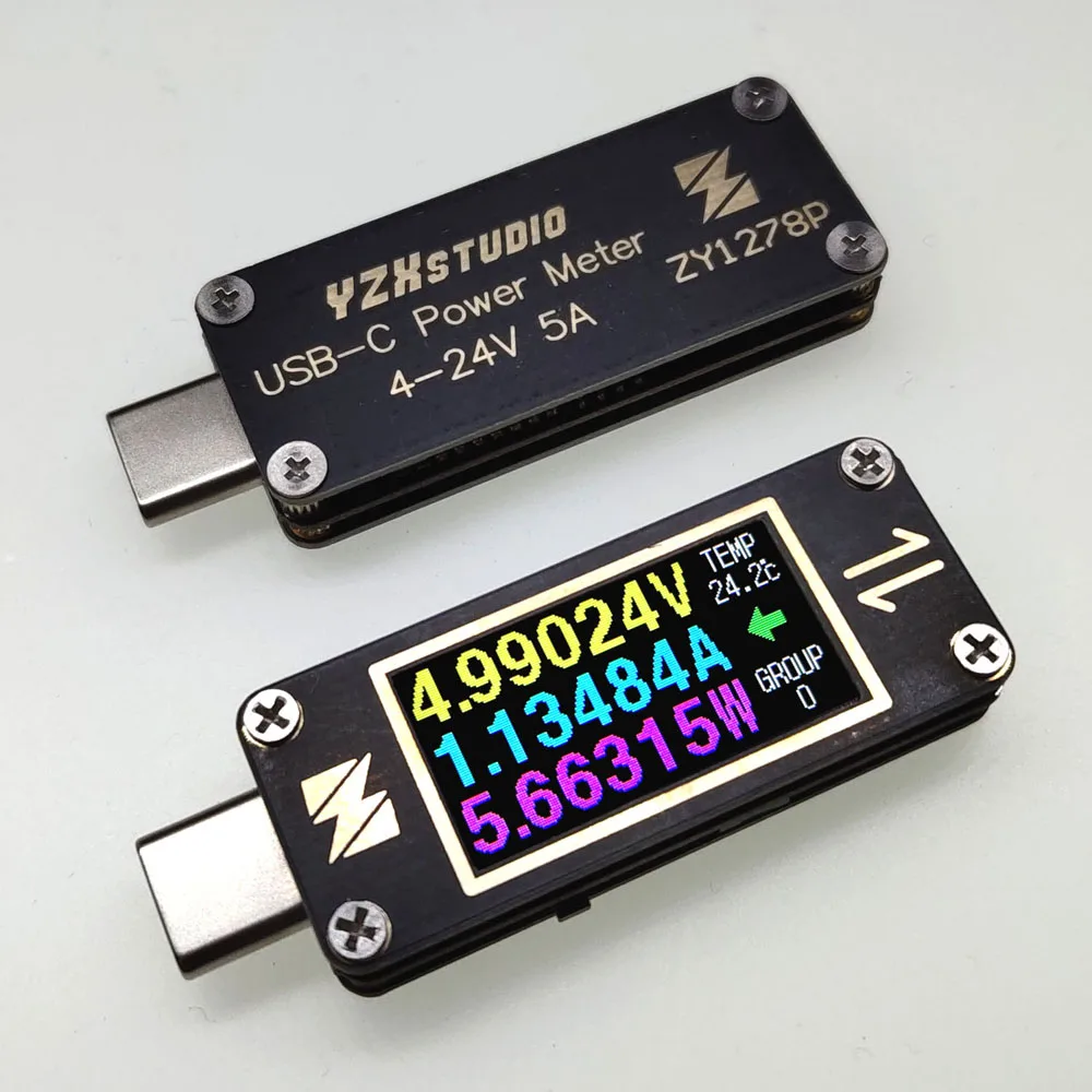 USB-тестер напряжения измеритель тока 5 А Тип C 12 В 24 OLED цифровой дисплей вольтметр