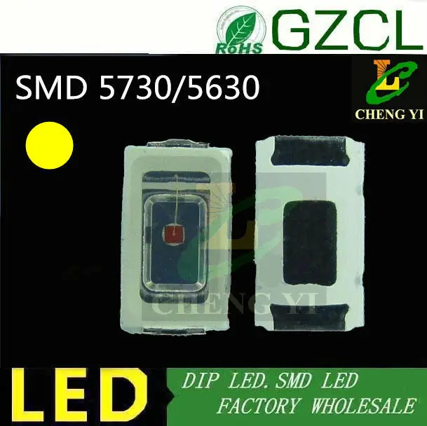 100 шт. бесплатная доставка 16-18LM желтый 5630/5730 smd led 0 5 Вт светильник SMT | Лампы и