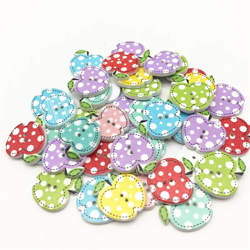 

1000pcs 20x21mm Mixed Apple Shaped Wood 2 Holes Buttons Sewing Accessories Embellishments For Scrapbooking