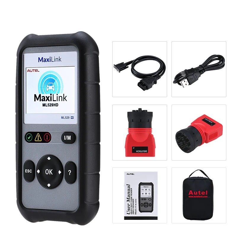 Autel MaxiLink ML529HD сканирующее устройство усовершенствованный режим 6 OBD2 авто код ридер Heavy Duty диагностический инструмент с использованием SAE-J1939 SAE-J1708