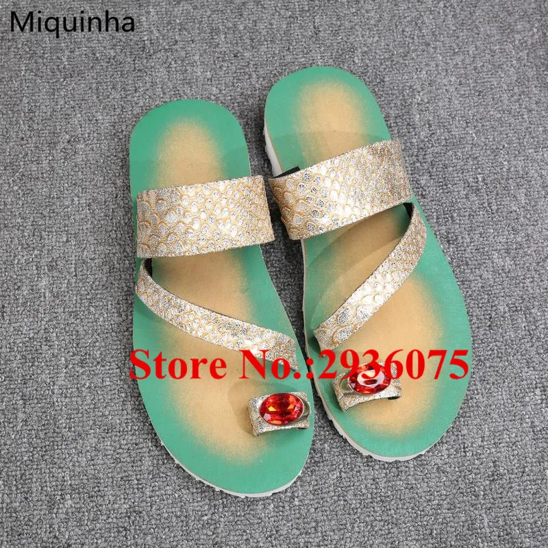 Hot Chaussure Homme Gold Embossed Python Leather Crystal Thong Slides Narrow Band Cut-Outs Flat Casual Beach Gladiator Slippers | Обувь